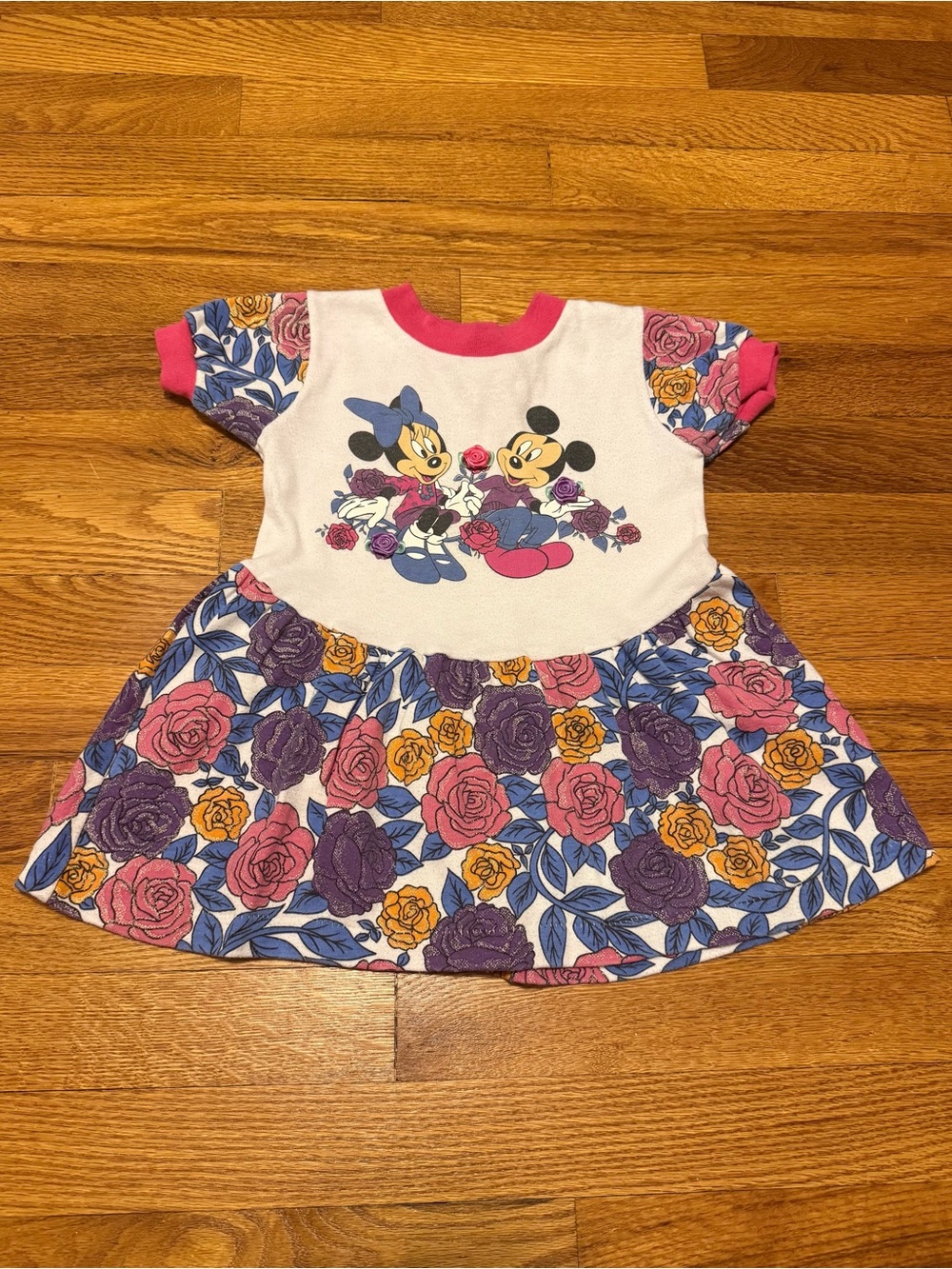 Disney Vintage Youth Dress 4t Mickey Minnie 80s 90s Retro Cartoon Floral